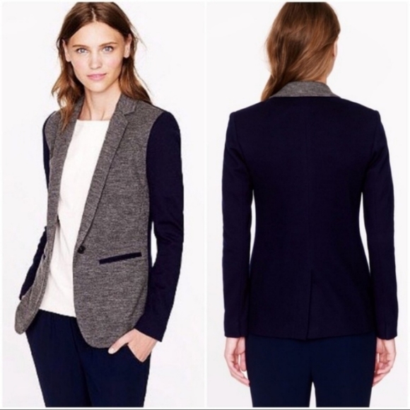 J. Crew Jackets & Blazers - J.Crew Colorblock Mixed Media Blazer Size 4